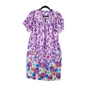 DreamCrest Women's Size S Mumu House Dress Purple Floral Nightgown Colorful